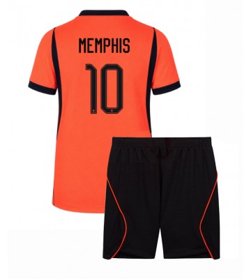 Nederländerna Memphis Depay #10 Replika Hemmatröja Barn VM 2026 Kortärmad (+ Korta byxor)